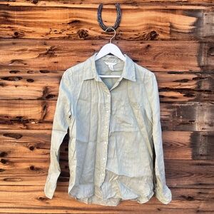 H&M | Sage Green Linen Button Down Shirt S